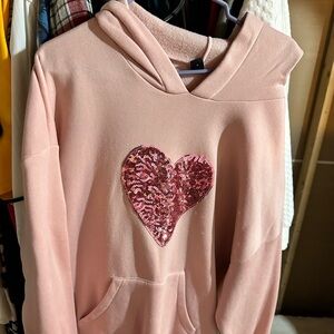 SHEIN Pink Sequin Heart Hoodie